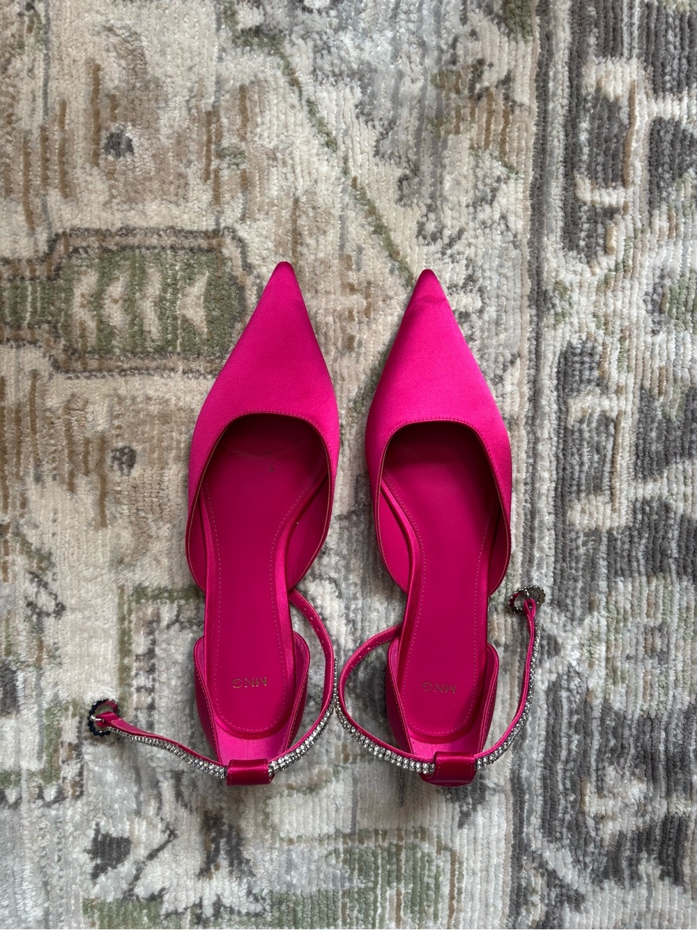 Mango Pointed Toe Slingback Flats in Pink